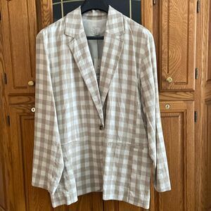 A new day Cream Beige Gingham Linen Blend Blazer